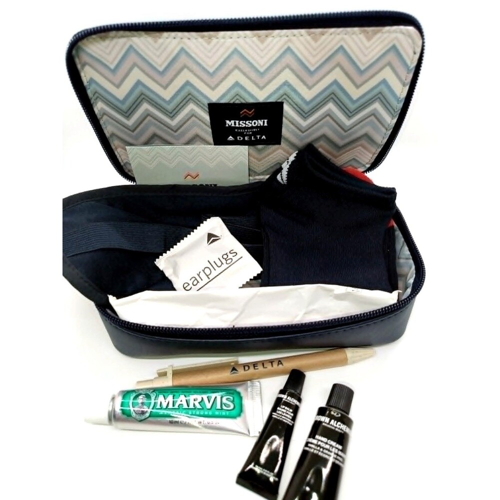 Missoni for Delta One First Class Amenity Kit Blue Zip Case Travel Set